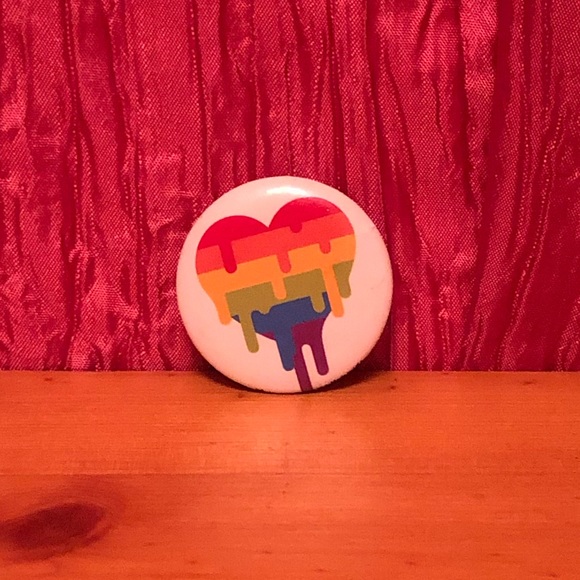 Jewelry - BOGOF Melting Rainbow Gay Pride Heart Small Pin Button